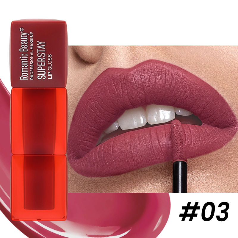 Lápiz labial cuadrado transfronterizo con procesamiento personalizado, brillo labial tintado, belleza mate de larga duración, maquillaje con textura aterciopelada, lápiz labial OEM