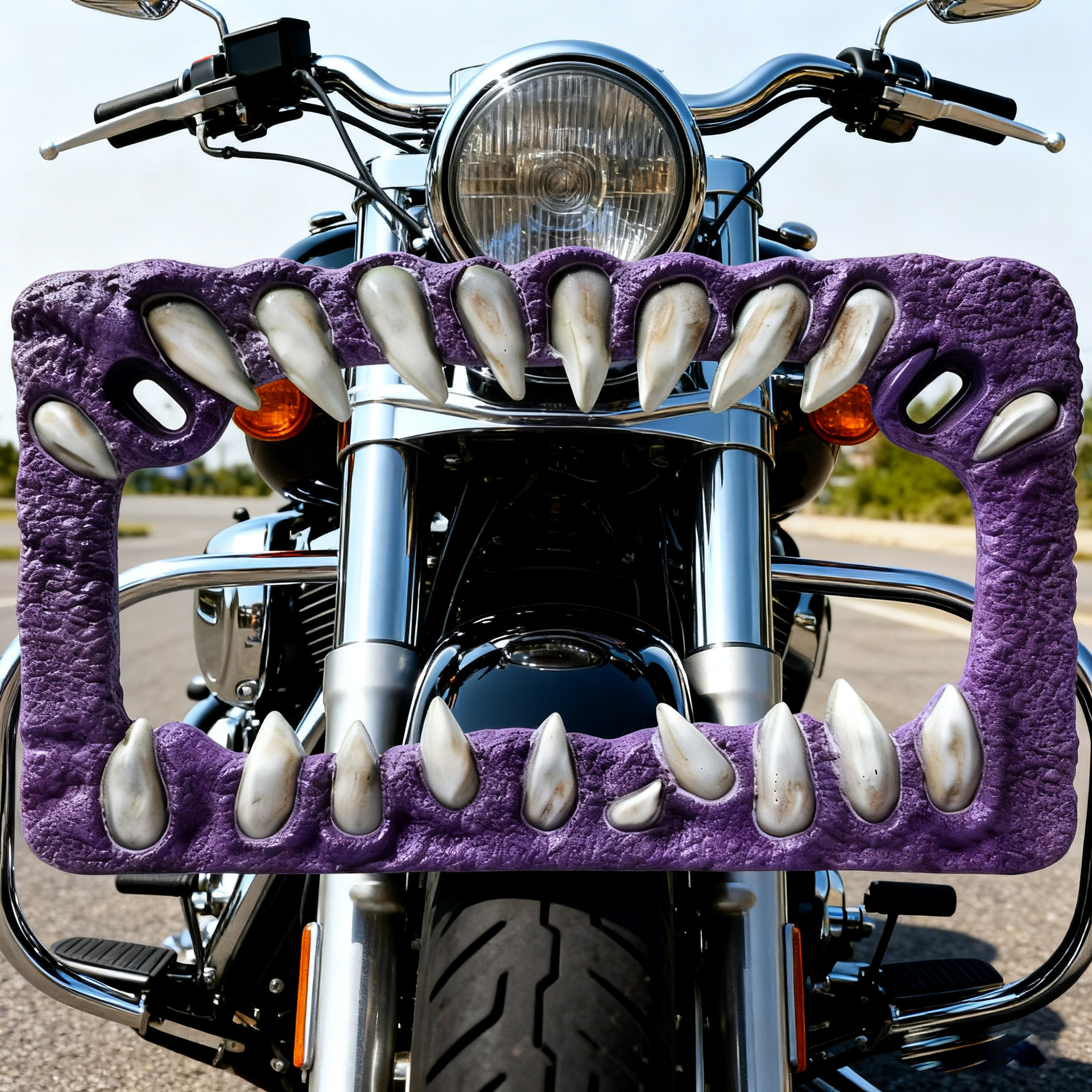 Spot Cross-Border American Standard Creature Teeth Motorcycle License Plate Frame