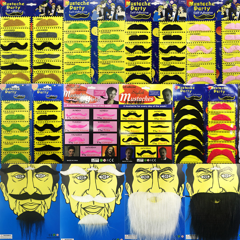 Halloween Fake Beard Show Props Simulation Beard Ball Party Supplies Santa Claus Beard Twelve Card