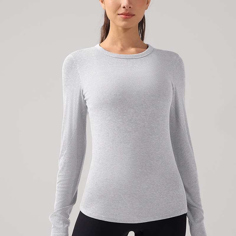 Nulr cuello redondo de manga larga mujer desnuda camiseta de fitness transpirable antibacteriana ropa de yoga de secado rápido camiseta deportiva adelgazante