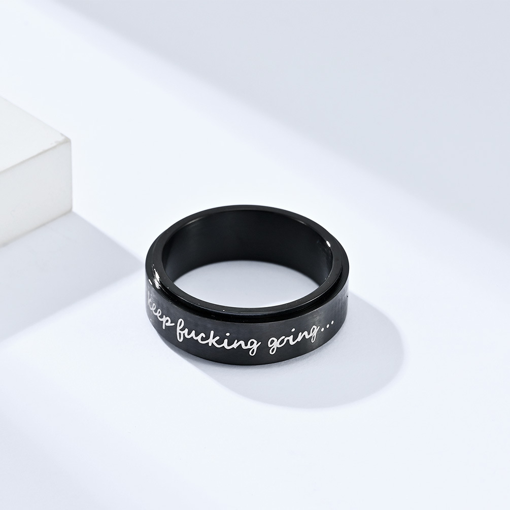 Simple Style Letter Titanium Steel Polishing Rings 1 Piece