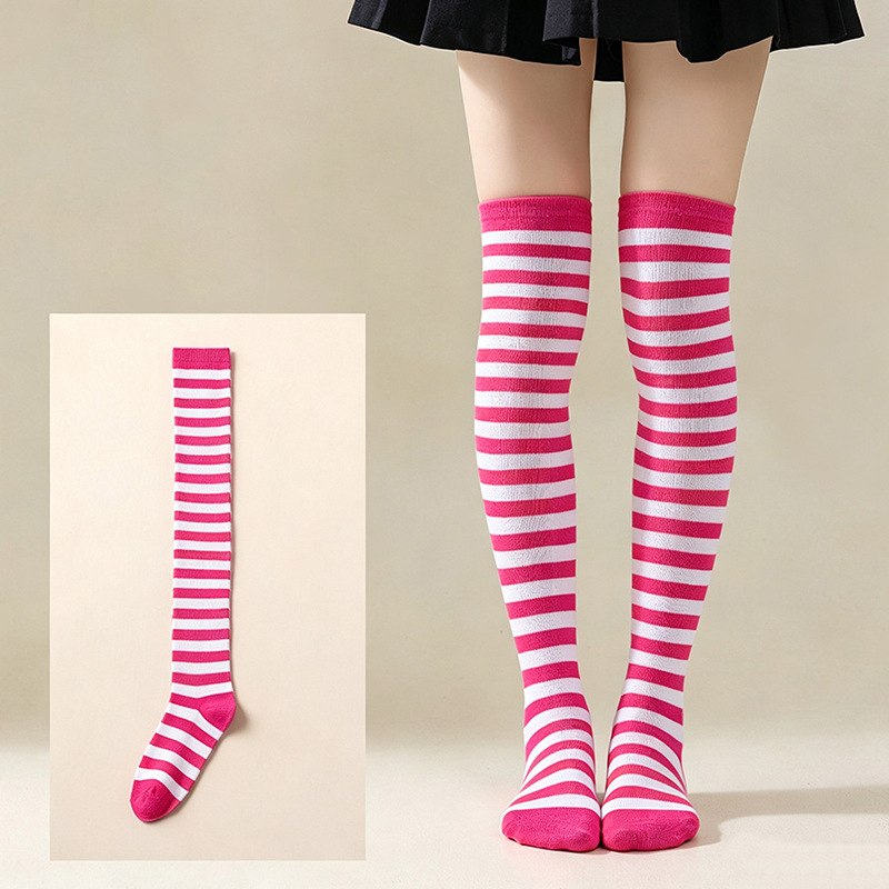 Calcetines Largos Bucaneras a Rayas para Mujer de Poliéster y Spandex, Absorción del Sudor, para Cosplay image 49