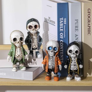 Cross-border Halloween decorations Skull Doll Resin Crafts Ornaments Home Bookshelf Art Creative Decorations