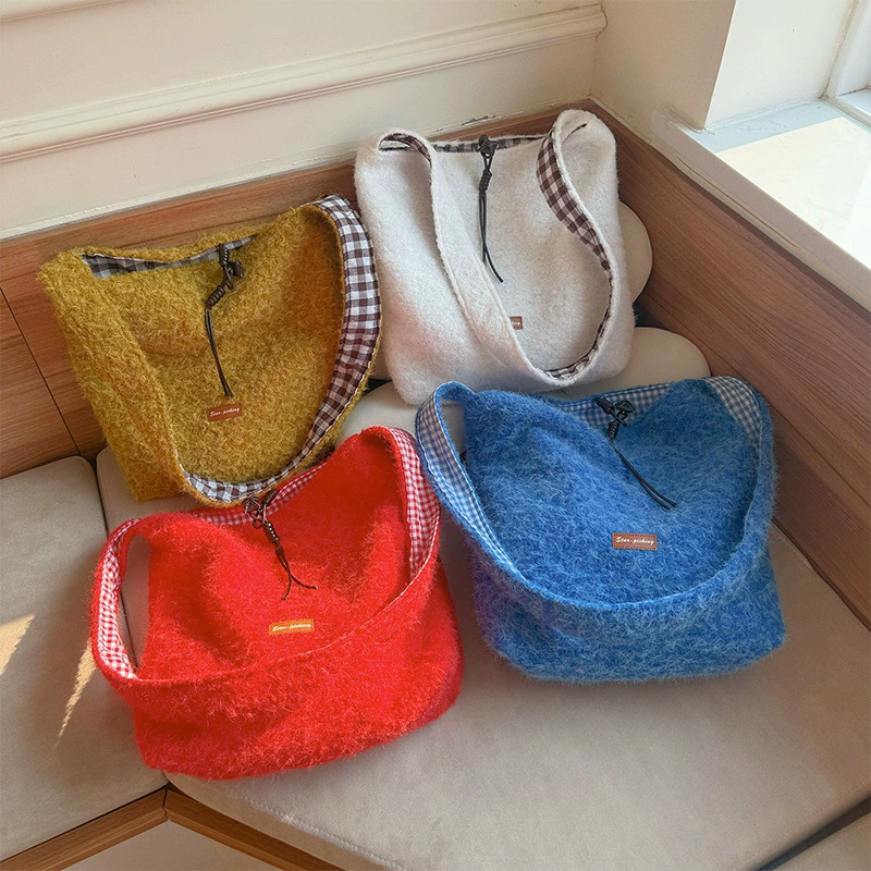 Осенняя и зимняя ретро-шерстяная сумка через плечо, большая емкость сумка через плечо