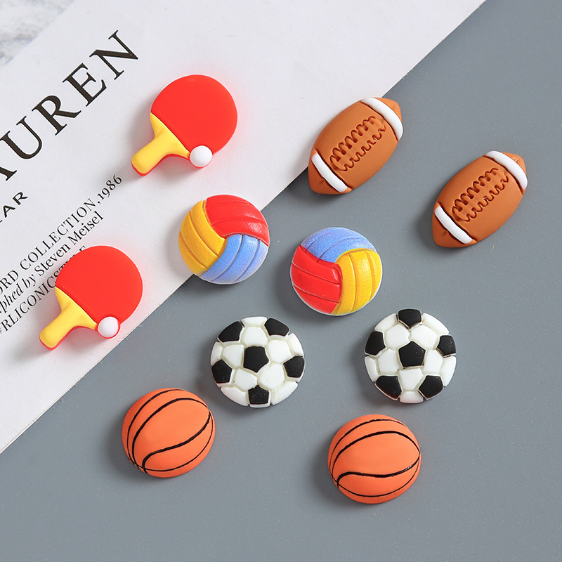 Painted Artificial Basketball Football Table Tennis Racket Rugby Resin DIY Mobile Phone Case Handmade Accessories Water Cup Jewelry