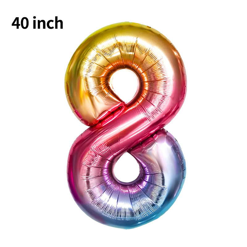 Globo digital transfronterizo grande de 40 pulgadas versión estadounidense 0-9 globo de película de aluminio decoración de fiesta de cumpleaños globo digital de imitación image 43