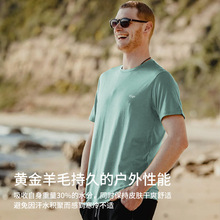 灰壳美利奴羊毛速干衣户外运动透气排汗美丽诺徒步登山男短袖t恤