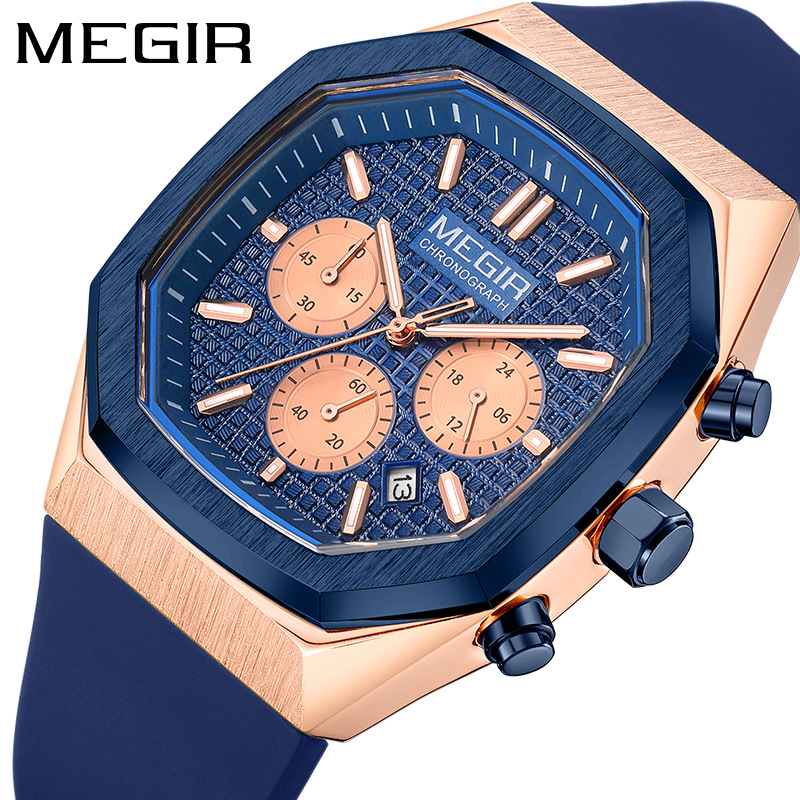 Reloj meigel nuevo transfronterizo al por mayor de los hombres de tres ojos de seis pines moda multi-funcional luminoso reloj impermeable