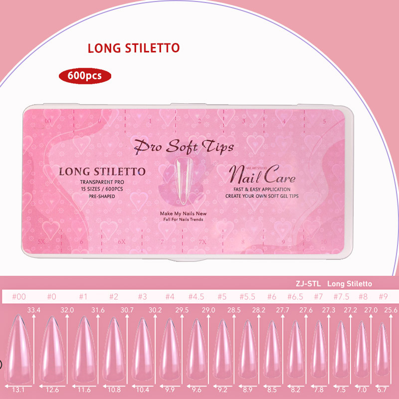 El número 08 es de punta larga y transparente.