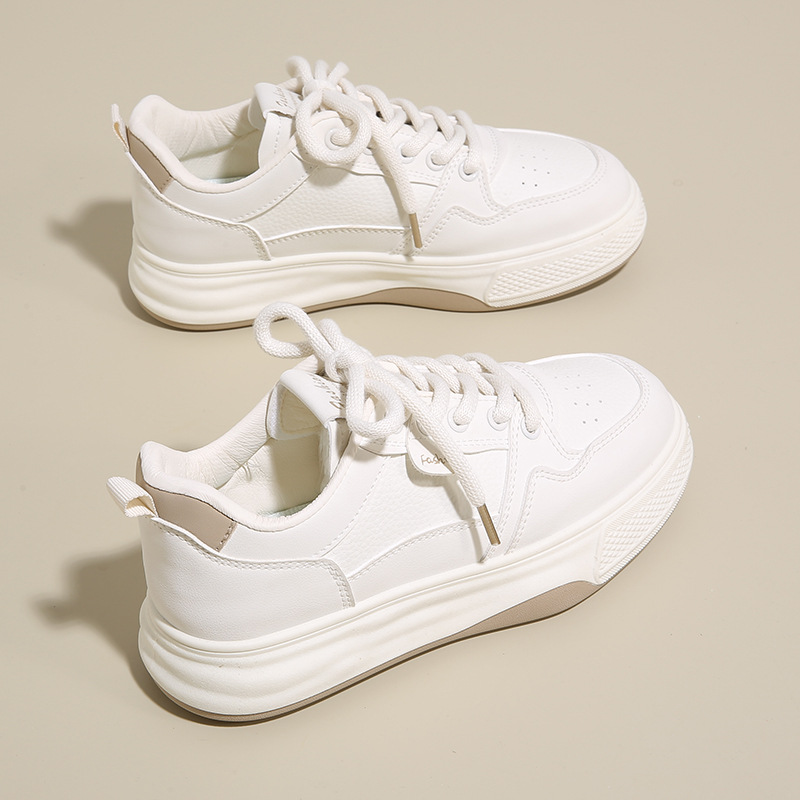 2025 primavera zapatos blancos para mujeres nuevos zapatos de estilo coreano para niñas zapatos de skateboard de altura zapatos casuales H6518
