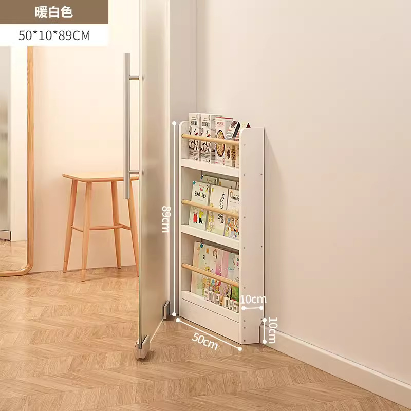 Wall-mounted Bookshelf Solid Wood Ultra-thin Bookcase Door Gap Storage Cabinet Multi-layer Cheese Thin Cabinet Gap Storage Narrow Cabinet