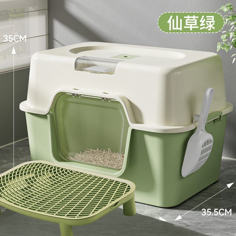 Basina de arena para gatos super grande totalmente cerrada anti-spillado anti-olor super grande inodoro para gatos para gatos