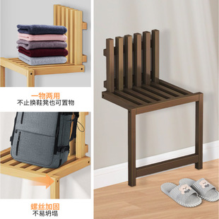 Entryway Folding Stool Wall-Mounted Shoe-Changing Stool Bamboo Shoe-Wearing Stool Invisible Foyer Stool Wall Stool Home Entrance Folding Chair