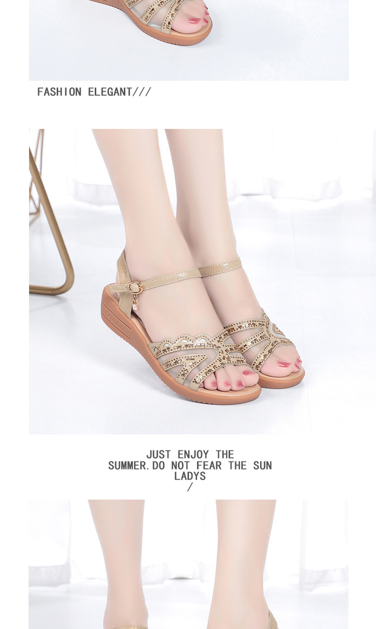 Sandal đế xuồng nữ da thật mùa hè, đế mềm êm chân, size lớn — đen chi tiết 10
