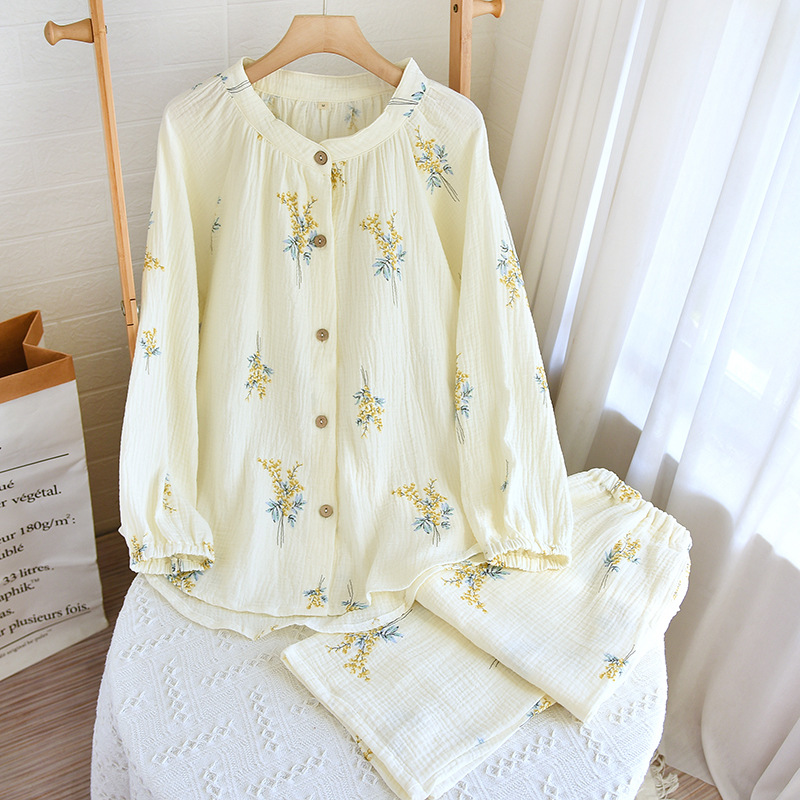 New cotton yarn washing cotton yarn long -sleeved suit spring