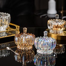 玻璃带盖收纳罐客厅茶几糖果干果坚果盒零食糖缸首饰化妆品储物罐