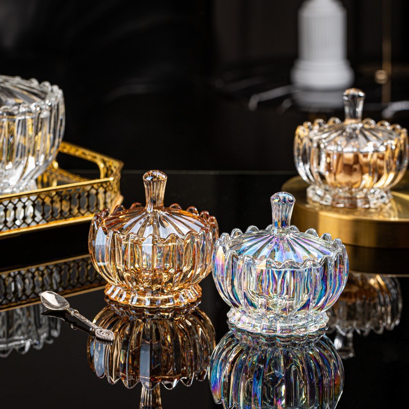 玻璃带盖收纳罐客厅茶几糖果干果坚果盒零食糖缸首饰化妆品储物罐