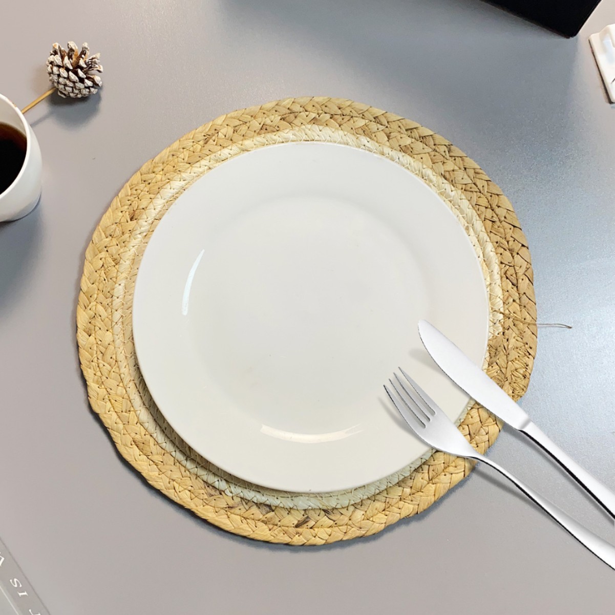 Cojín de mesa redondo de tejido transfronterizo Cojín de mesa de cuerda de algodón Actividades de cena interior y exterior Fiesta familiar mesa de comedor cocina cojín de tazas