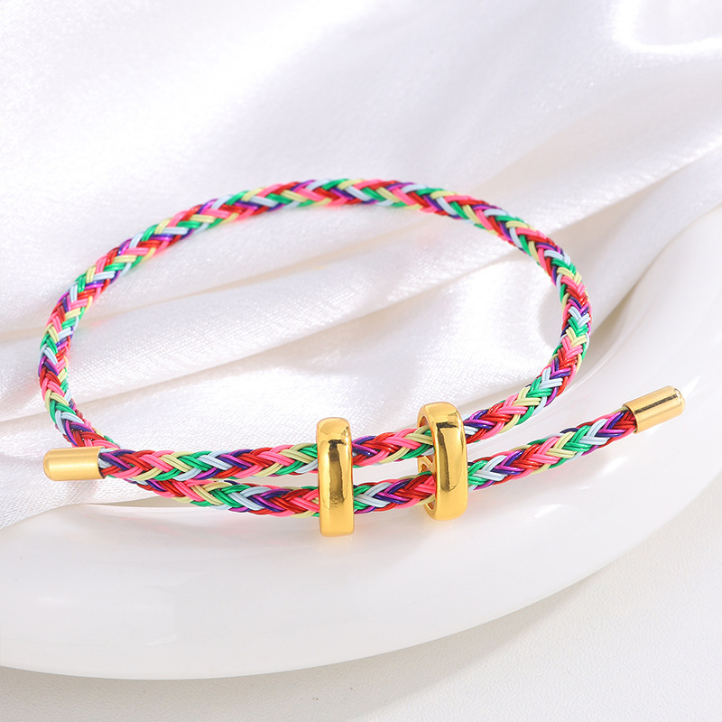 Cuerdas de acero de titanio impermeables a prueba de sudor ajustables hebilla en forma de I pulsera de cuerda de acero 3D de oro duro cuerdas de mano joyas parejas