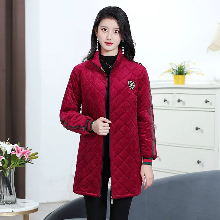 Средние длинные золотые бархатные хлопчатобумажные зимние женские хлопчатобумажные куртки утолщенные, бархатные, хлопчатобумажные, теплая, толстые и увеличенные куртки