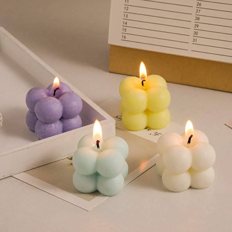 Pequeño cubo aromaterapia vela creativo pequeño artesanal hogar Decoración tiro props pequeño cubo vela