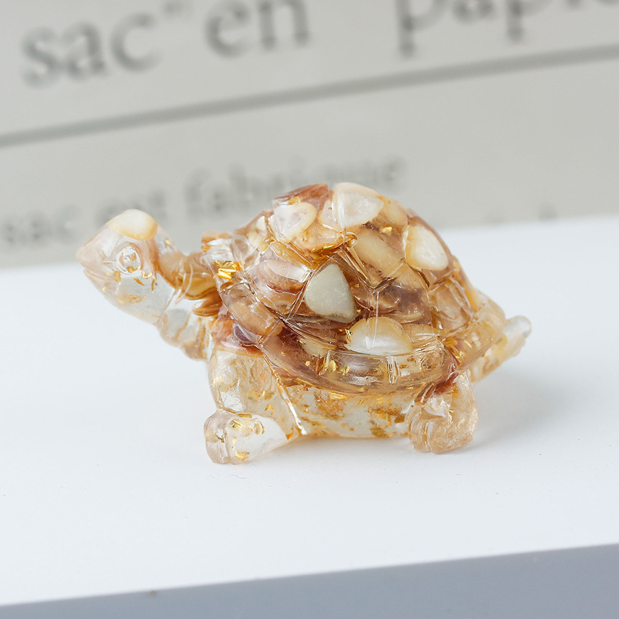 Cristal natural Animal Cristal blanco Cute Little Turtle Decoración creativa Adornos de escritorio Artesanías Decoración de coche