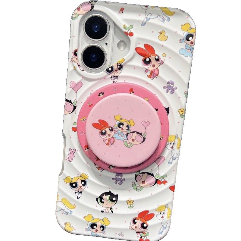 Linda niña de dibujos animados 15ProMax magnéticamente absorbente de ondas iPhone16 funda para teléfono móvil apple 14 hembra 13 duro