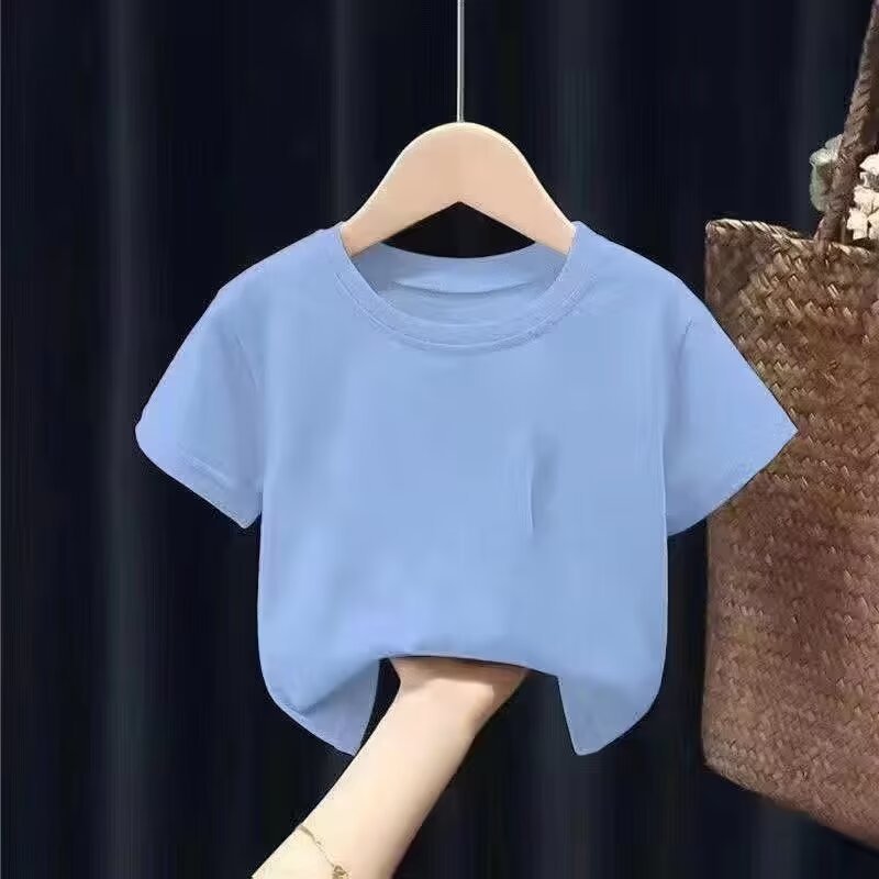 Summer Dress Boys' Half-sleeve T-shirt Kindergarten Primary School Children's Solid Color Short-sleeve Top Children's Summer Base Shirt