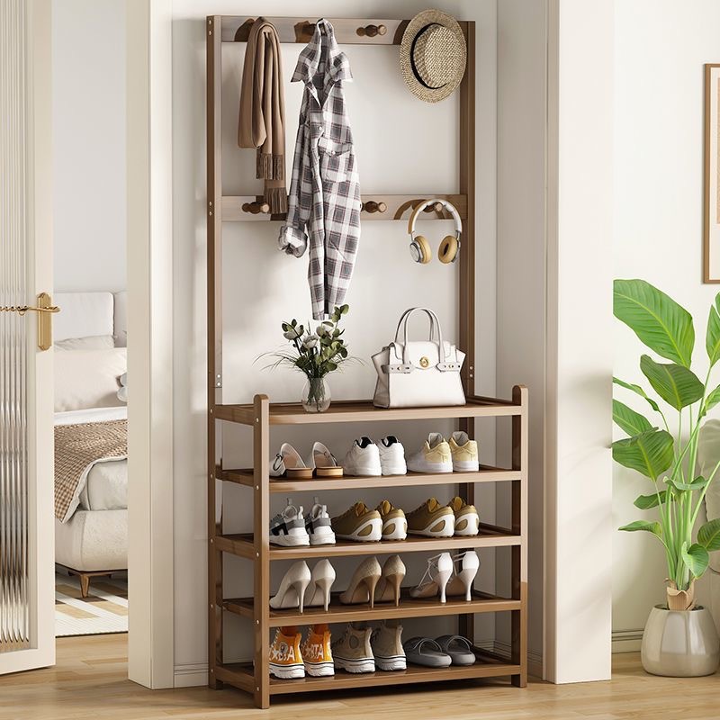 Simple Household Shoe Rack, Coat Rack, Doorway Floor-Standing Integrated Multi-Layer Shelf, Shoe Cabinet, Dust-Proof Storage Dormitory Storage Rack