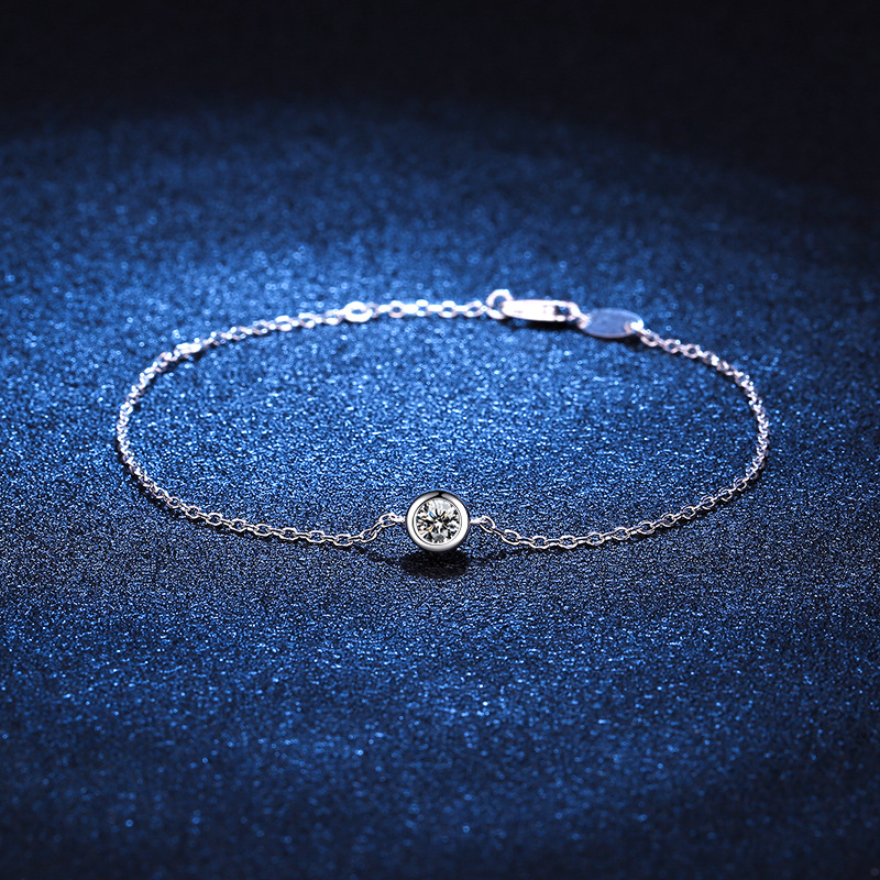 S925 plata esterlina francés París Lucky burbuja solo diamante 30 puntos moissanite pulsera platino plateado diamante pulsera para las mujeres