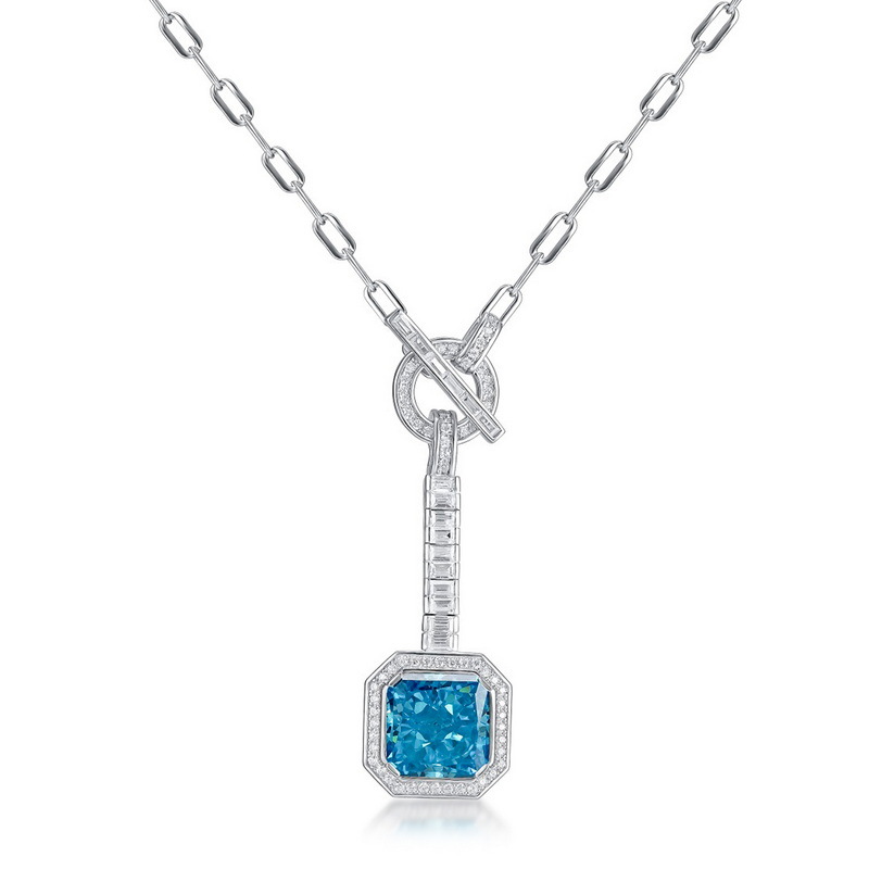 Diseño de industria pesada de minería en caliente transfronteriza Collar de diamantes de alto carbono con corte de flores de hielo Mujer S925 con incrustaciones de plata, cadena de clavícula de moda de diamantes, personalización