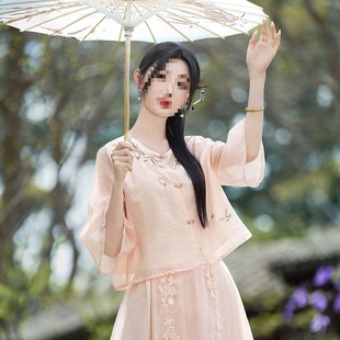 Chinese Style Summer New Embroidery New Chinese Style Women's Clothing for Girls Literary Retro Ethnic Style Super Fairy Small Fresh Suit