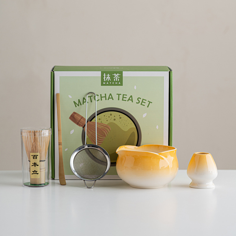花朵花瓣抹茶碗笠套装五七件套茶筅刷子过滤百本立茶拨点茶工具|undefined
