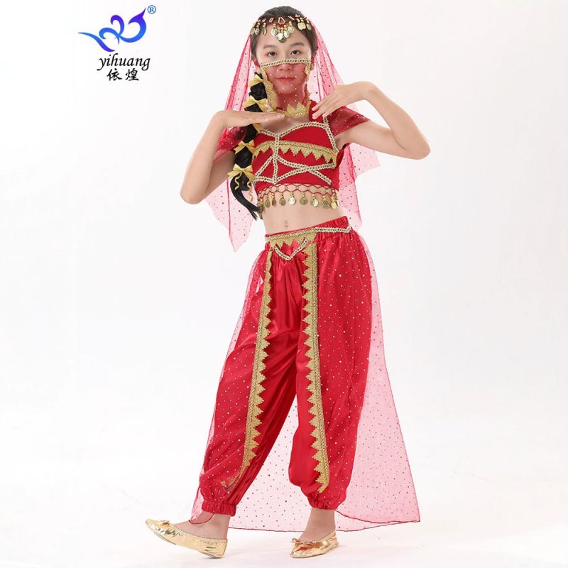 Children's Indian Dance Costumes, Western Dance Pasha Girls' Xinjiang Flower Girl Performance Costumes, Jasmine Princess, Indian Girl Costumes