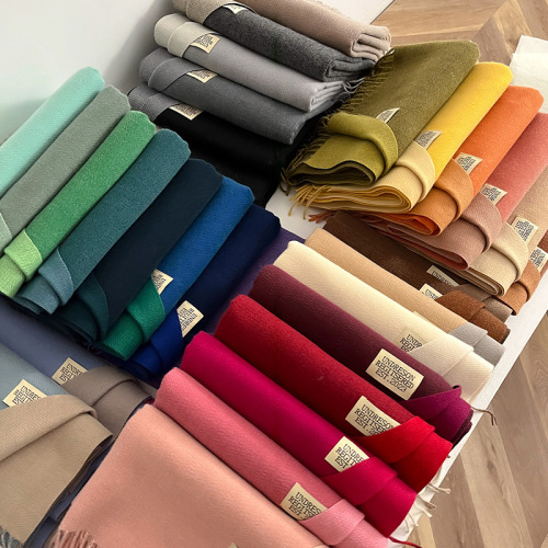  double-sided imitation cashmere scarf for women, autumn and winter warm Korean version for couples, mid-length scarf, solid color, versatile shawl