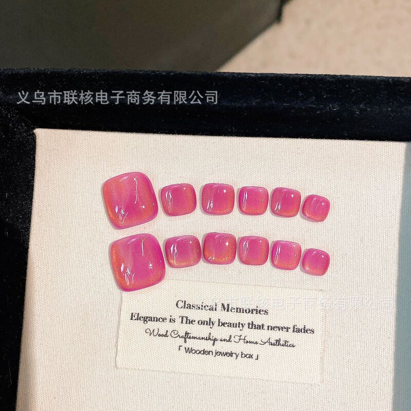 Handmade Toenail Extensions in Peach Pink for Summer, Sweet and High-End Feel, Pure Handmade Press-On Nails