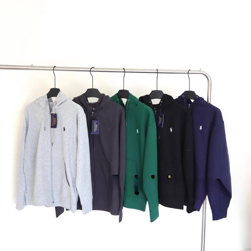 Cross-Border Export Ten-Color Rl Basic Pony Embroidered Logo Hooded Sweatshirt Men's and Women's Zipper Jacket Cross-Border Export Ten-Color Rl Basic Pony Embroidered Logo Hooded Sweatshirt Men's and Women's Zipper Jacket