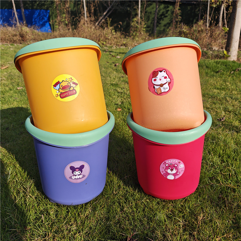 Cartoon Simple Strawberry Bear Trash Can Household Thickeneded Kitchen Living Room Storage Trash Basket Event Gift Paper Basket