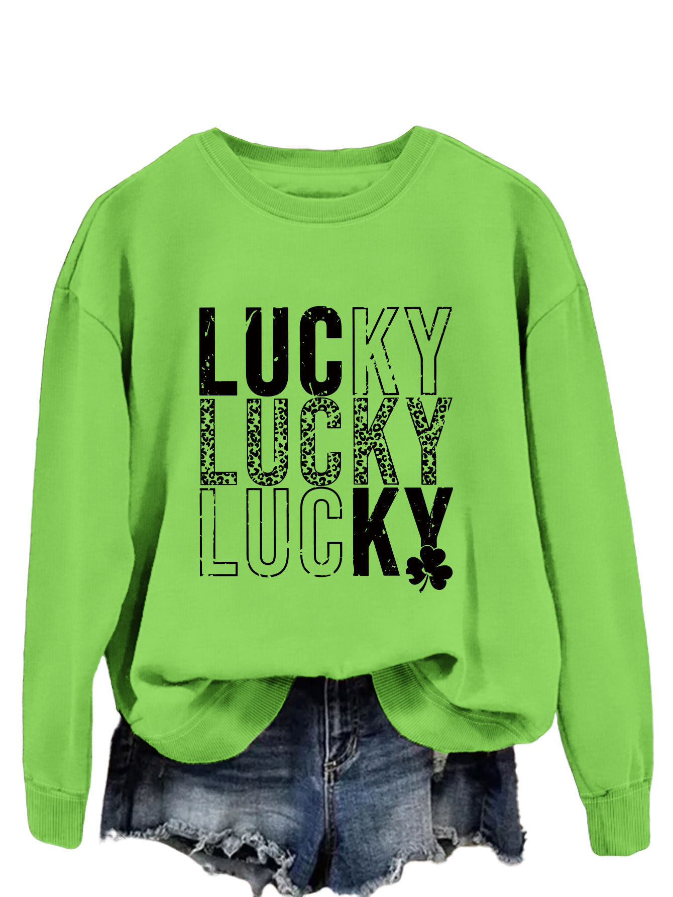 Women's Hoodies Long Sleeve Printing Streetwear Shamrock Letter display picture 49