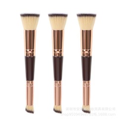 An Caina Double-headed Foundation Brush Wooden Handle Beveled Contouring Brush Beauty Tool No Brush Marks Flat-headed Foundation Makeup Brush
