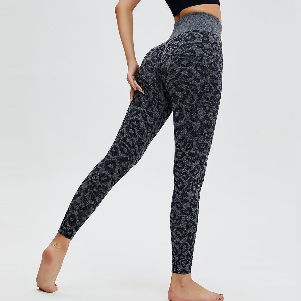 Pantalones de yoga de jacquard con estampado de leopardo, no retornables ni intercambiables, para mujer, leggings transpirables sin costuras, pantalones deportivos para fitness al aire libre
