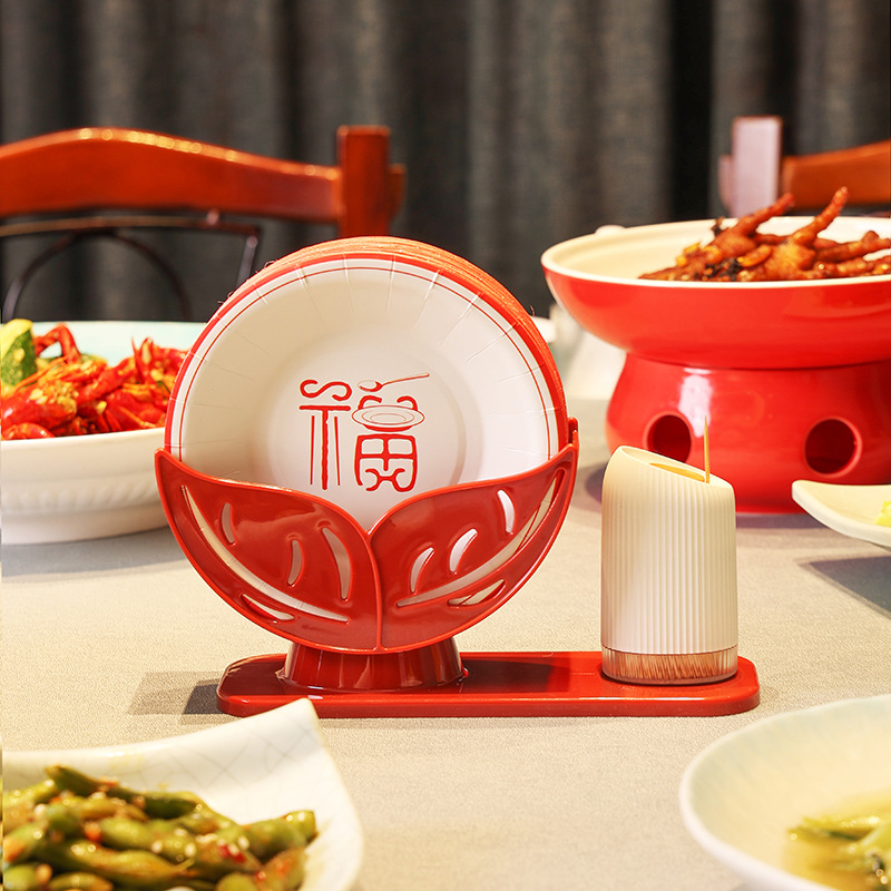 Plato desechable de hueso de 6 pulgadas de mesa de comedor casera, plato de papel de fiesta al por mayor, espesación desechable de hueso