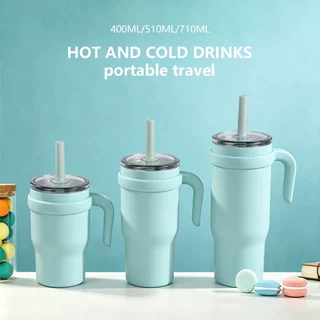 厂家直销304不锈钢保温杯 时尚简约硅胶吸管杯 轻奢高级感水杯