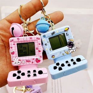 Tetris game machine keychain mini arcade handheld game decompression toy wholesale creative key ring
