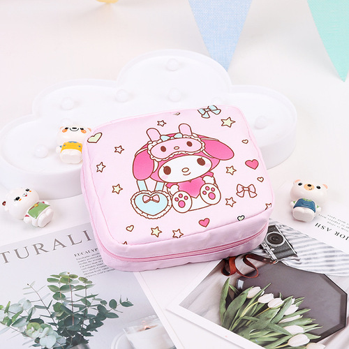 Cartoon Jenga series sanitary napkin storage bag cute girl portable cosmetics small items storage bag