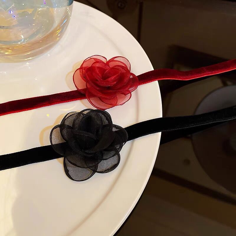 26g Weight Retro Flower Bow Knot Gauze Choker Wholesale