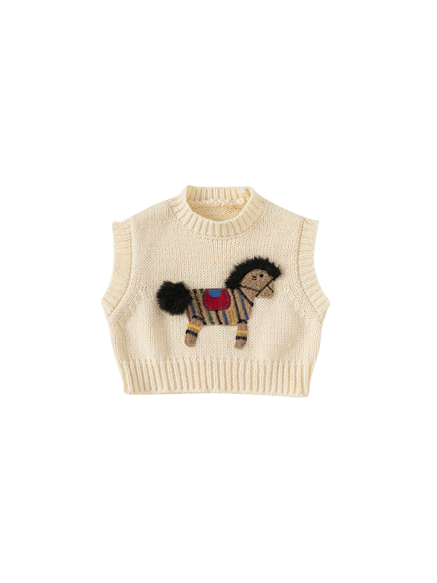 Youbao ropa para niños primavera y otoño ropa para niños chaleco para niños ropa exterior lindo bebé dibujos animados pony chaleco de punto QY23279