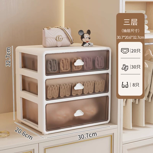 Medium size [tea transparent color] Cloud handle 3 layers [Pants + Socks + Underwear]