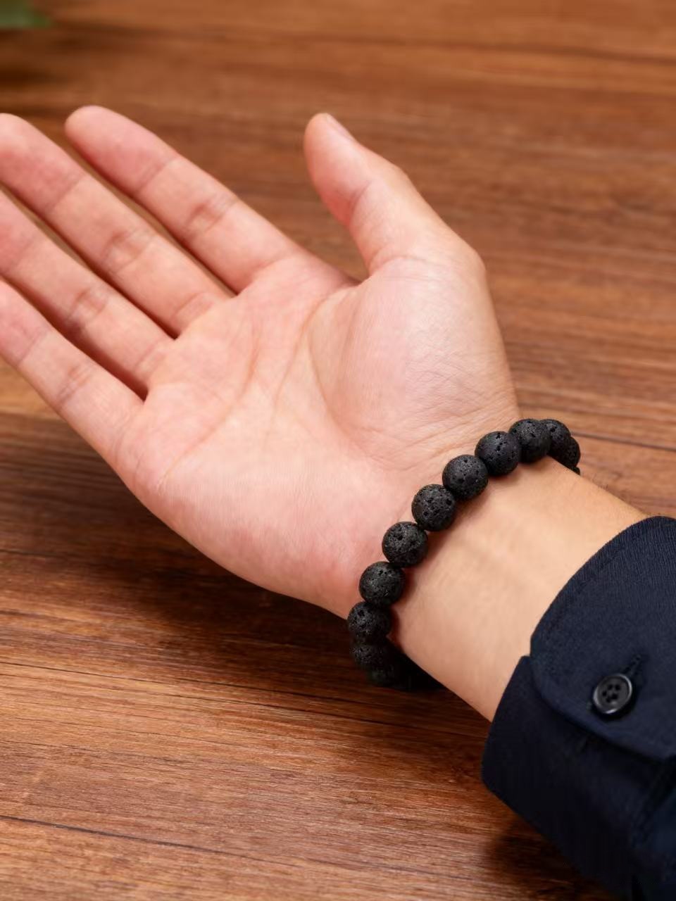 Conjunto de 4 pulseiras elásticas de alta qualidade e estilo masculino com contas de pedra vulcânica olho de tigre e turquesa branca para casais._voghion.com