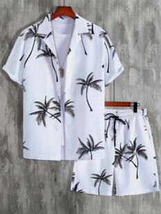 Men's summer shirt, beach trousers, set for leisure, 3D digital printing service 5